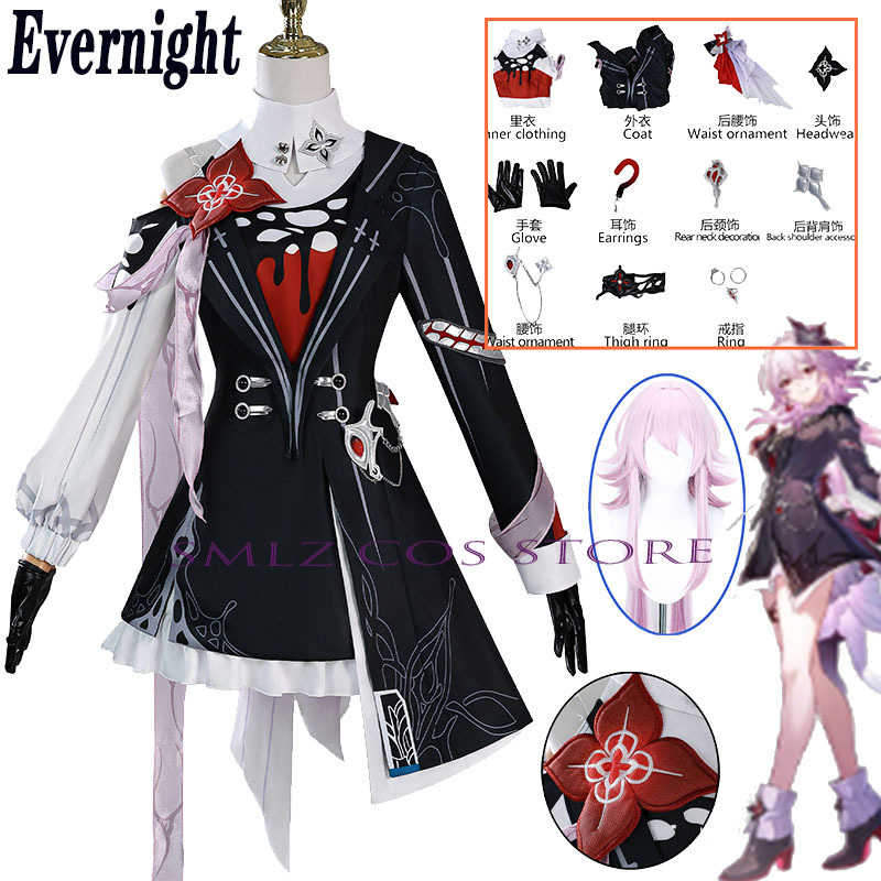 Newly Evernight Cosplay Honkai - Anime Cosplay Outfit のレビューと価格