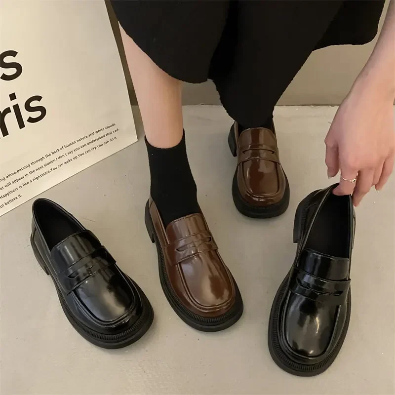 Brown Loafers Women Japanese S - Cosplay Anime Basic のレビューと価格