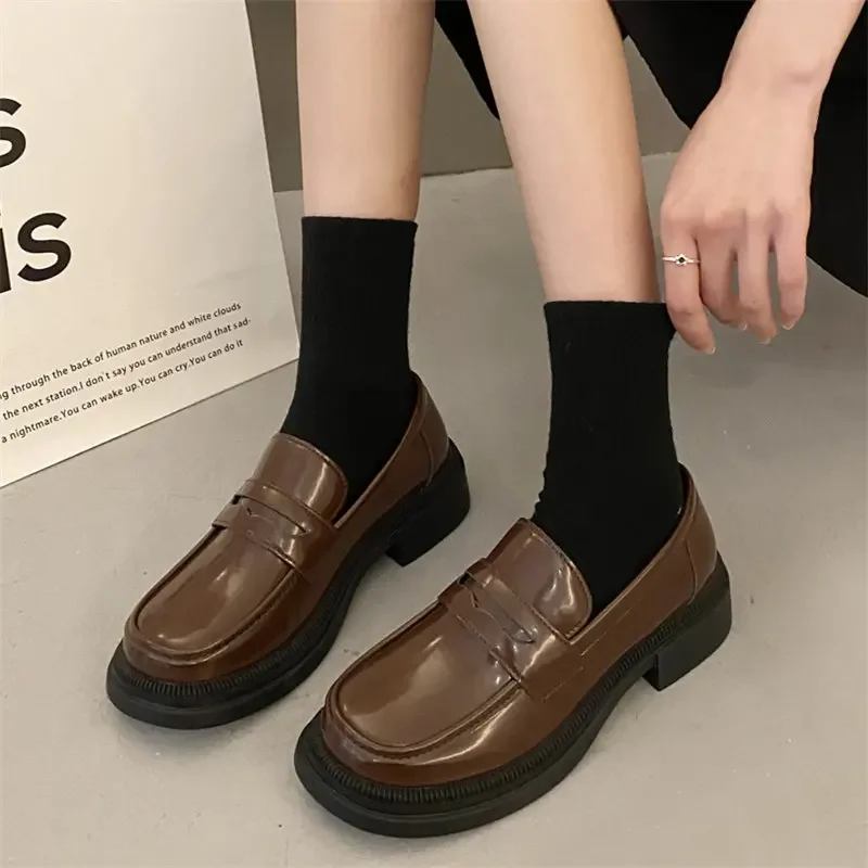Brown Loafers Women Japanese S - Cosplay Anime Basic のレビューと価格
